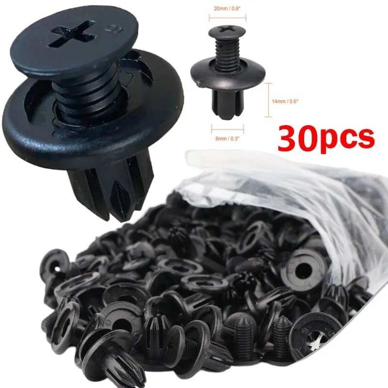 Jual 8mm Plastic Rivets Fasteners Screw Car Bumper Fender Black Rivet ...