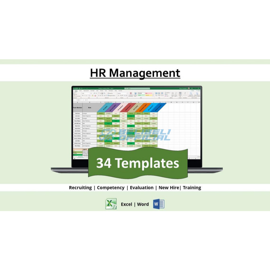 Jual HR Management Dashboard Excel 34 Template Siap Edit - Human ...