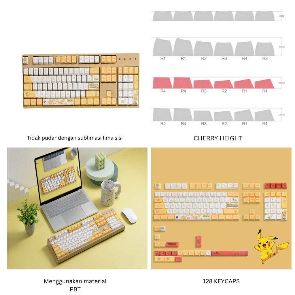 Jual Republic Technology Keyboard Keycaps Pikachu Pokemon Edition with ...