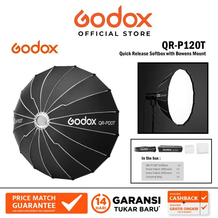 Jual Godox QR-P120T Quick Release Softbox with Bowens Mount (120cm ...