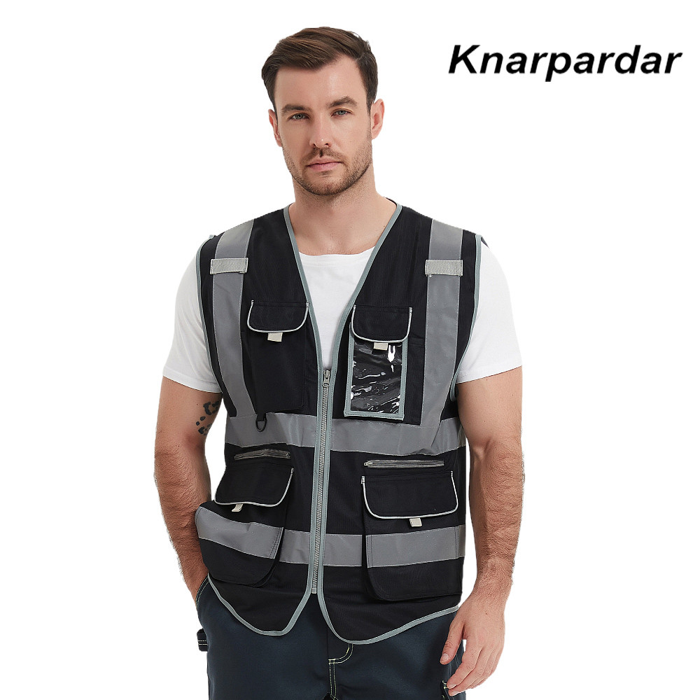 Jual Knarpardar 9 Multi-Pockets Black Safety Vest Reflective with ...