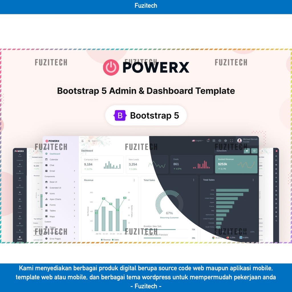 Jual WEB TEMPLATE POWERX - BOOTSTRAP 5 ADMIN & DASHBOARD UI KIT D2389 ...