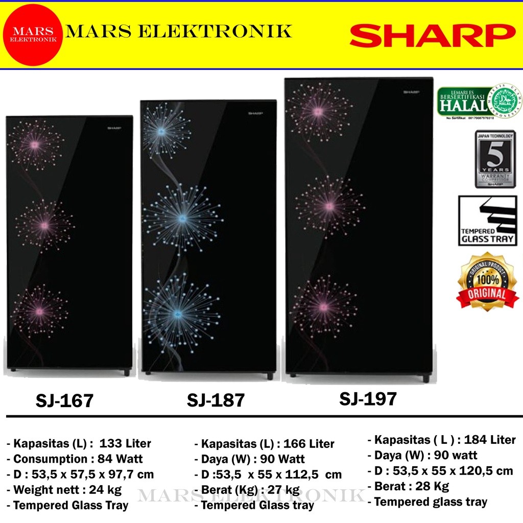 Jual KULKAS SHARP SJ-X167 / SJ-X187 / SJ-X197 / 133L / 166L / 184L ...
