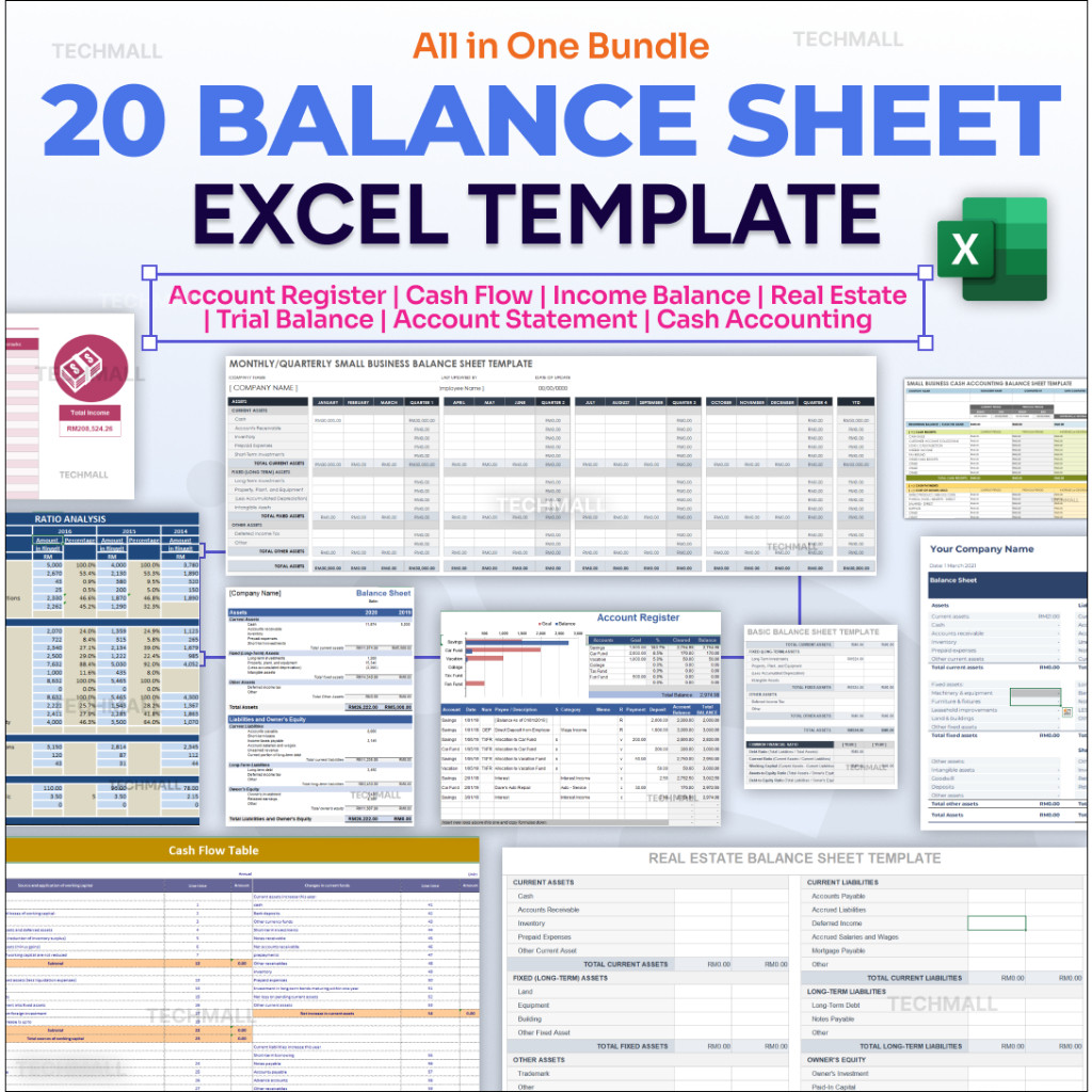 Jual 20 Excel Balance Sheet Excel Templates Pack – Perfect for Personal ...