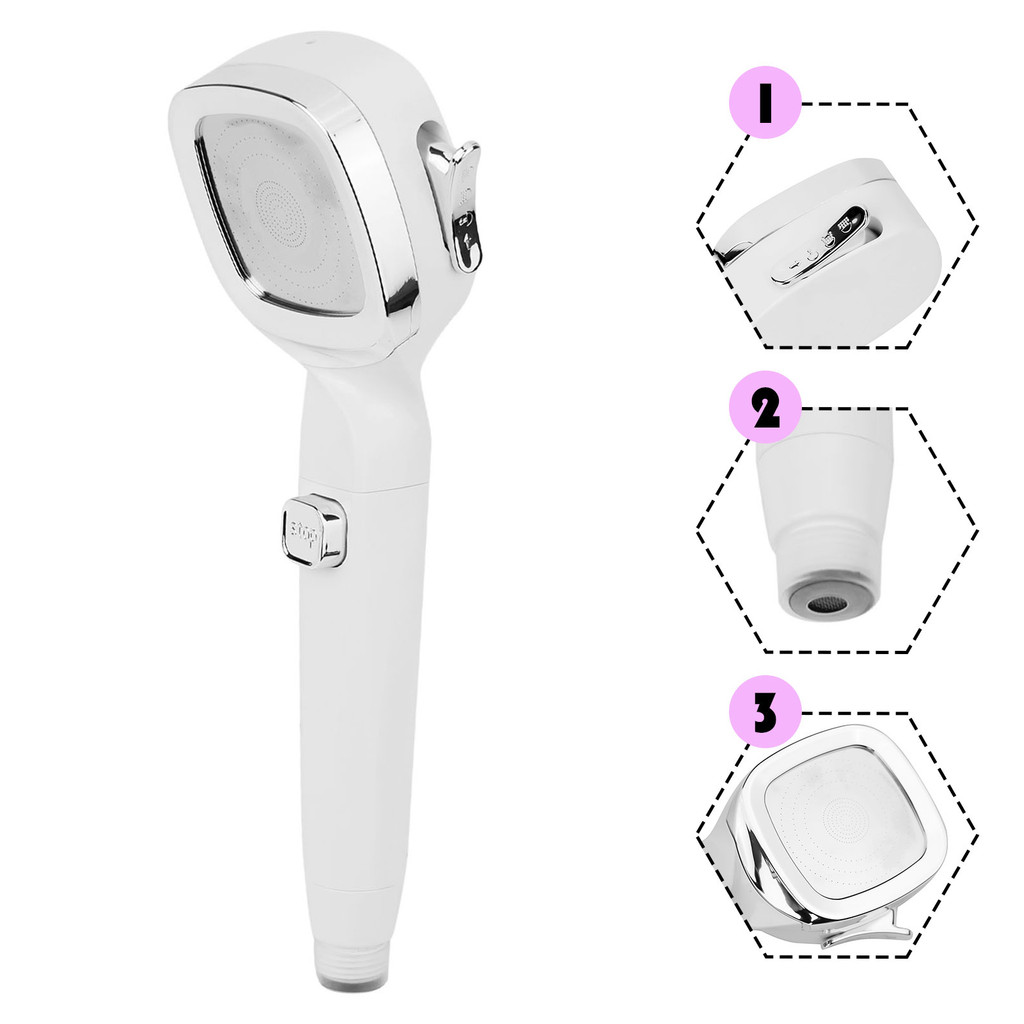 Jual 4 Modes High Pressure Shower Head with OnOff Button Sprayer Nozzle ...
