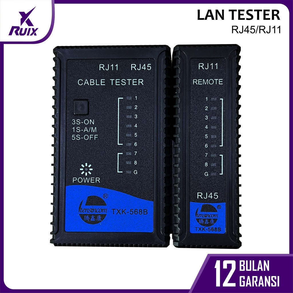Jual Cable Lan Tester RJ45 RJ11 Baterai Alat Pendeteksi Sambungan Kabel ...