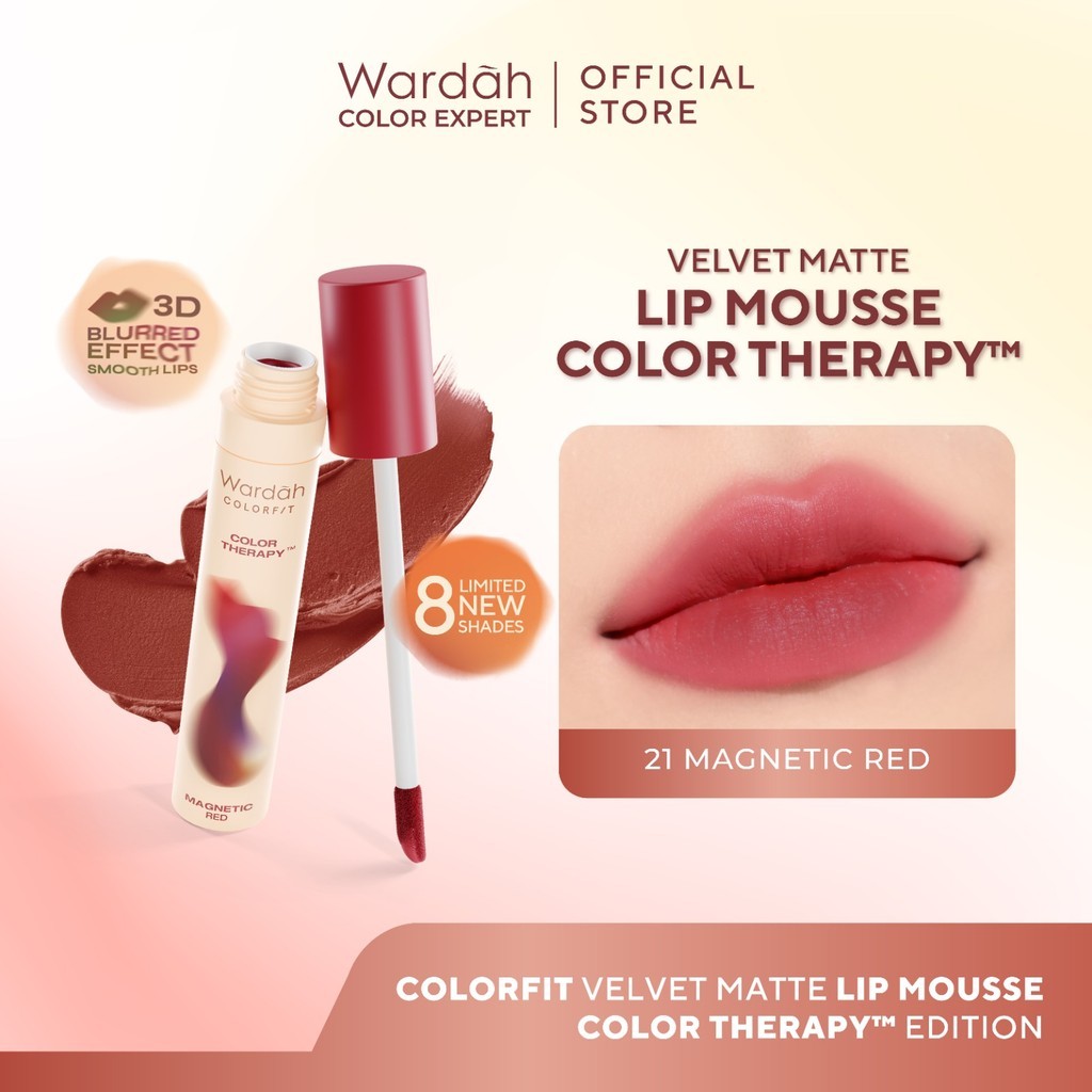 [LIMITED EDITION] NEW! WARDAH Colorfit Velvet Matte Lip Mousse Color Therapy™ - Lip Cream Tahan Lama - Hasil Matte dan Blurry Effect - Makeup
