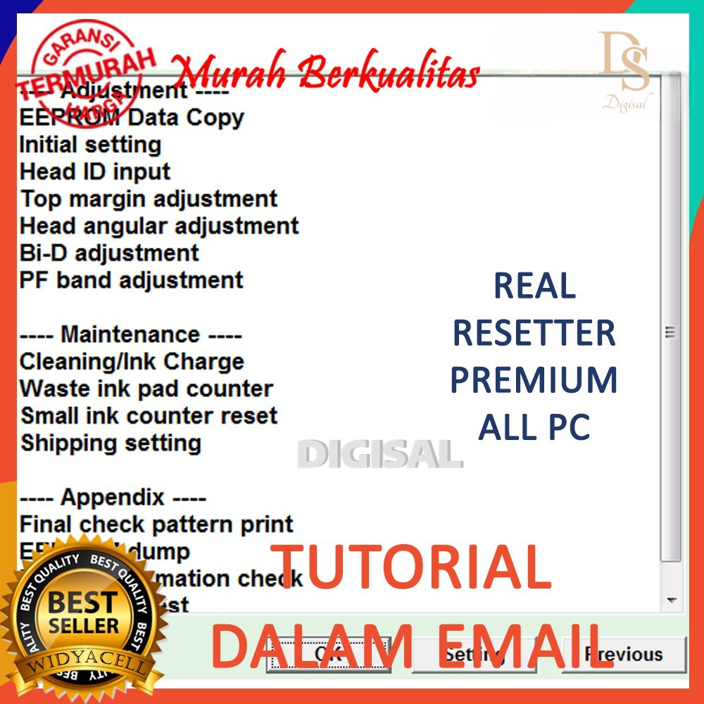 Jual SOFTWARE RESETTER / RESET / RESETER PRINTER EPSON L1210 - L3210 ...