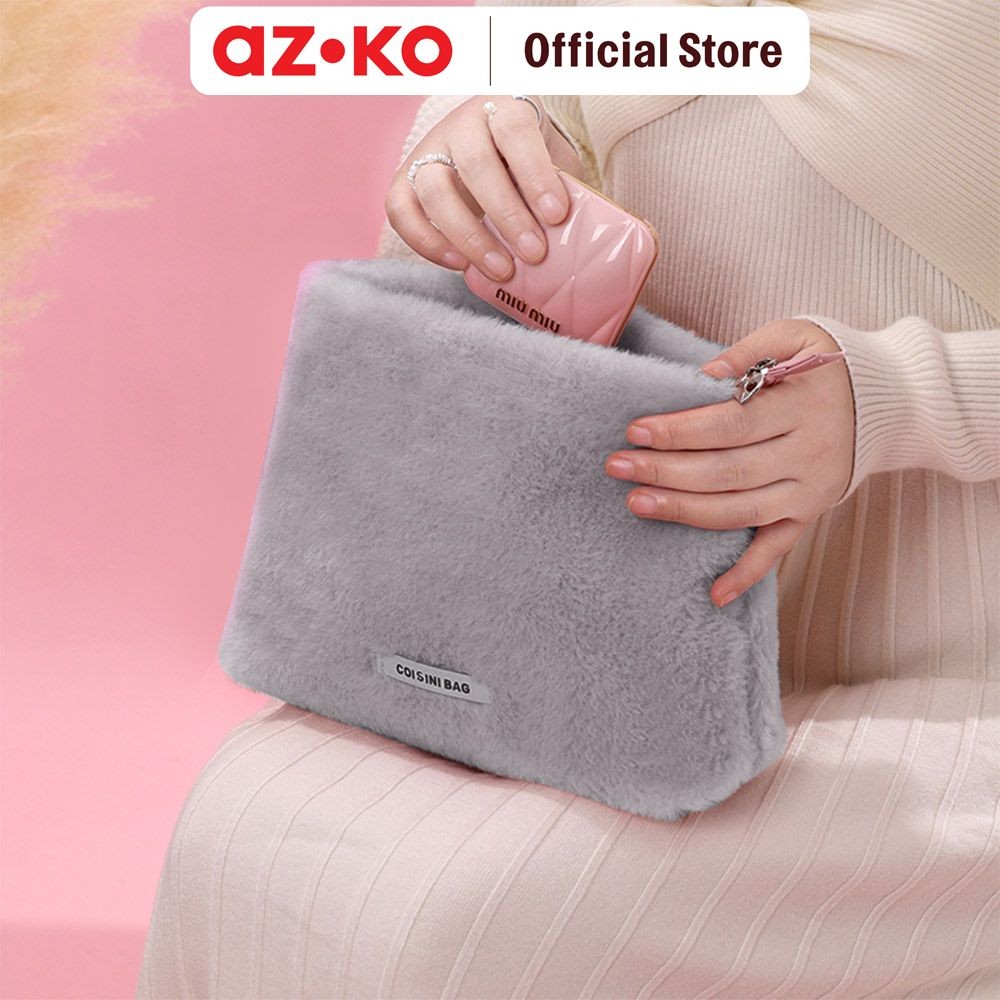 Jual AZKO Ataru Pouch Fur - Abu-Abu Kantong Organizer Serbaguna Tempat ...