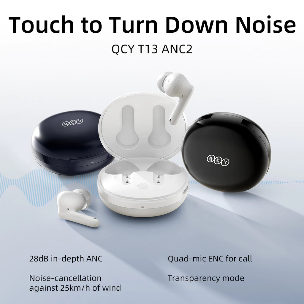 QCY TWS Earphone Earbuds T13 ANC 2 Bluetooth V3.5 Wireless
