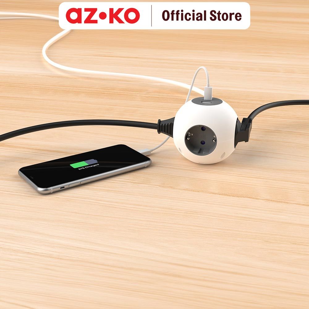 Jual NEW PRODUCT AZKO KRISBOW STOP KONTAK GLOBE 4 SOKET DENGAN USB A ...
