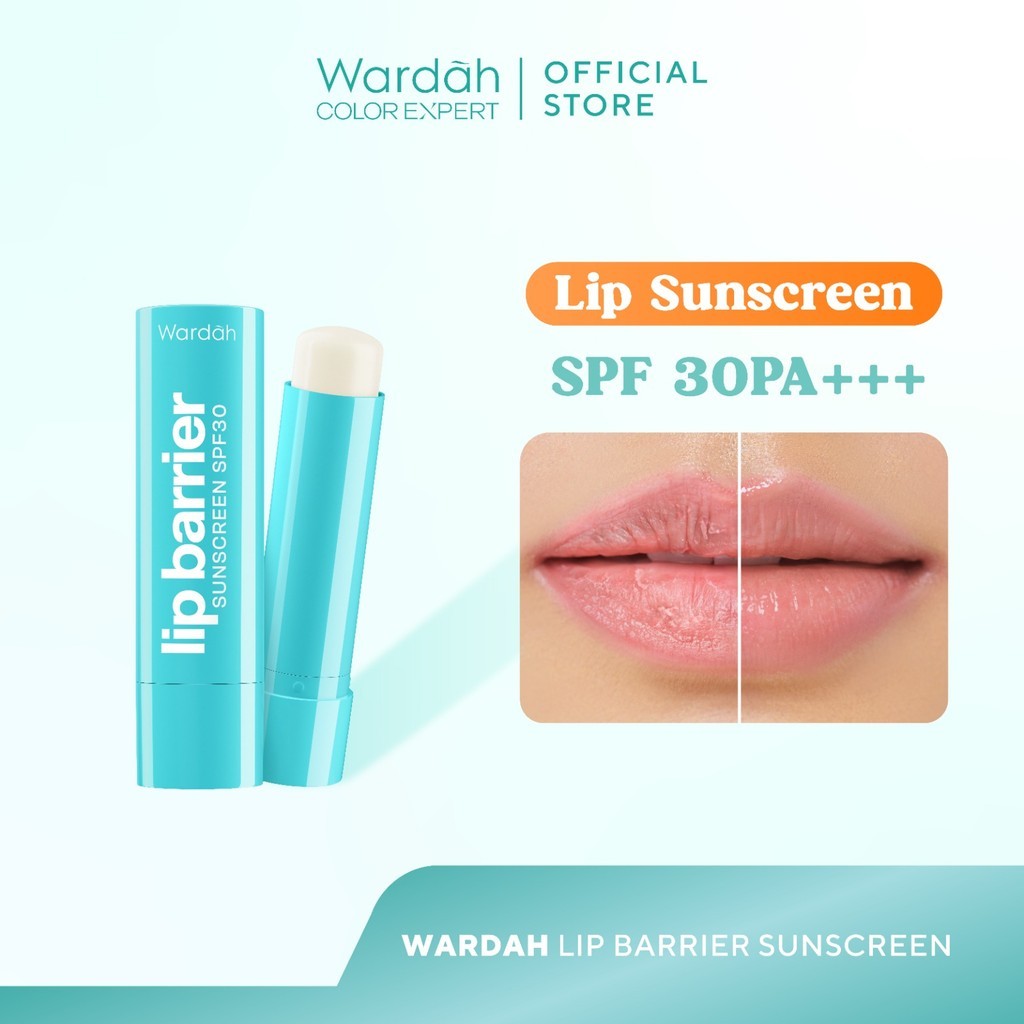 NEW! WARDAH Lip Barrier Sunscreen SPF 30 PA+++ - Pelembab Bibir 24 Jam - Lip Balm, Lip Therapy, Lip Care, Hydrating - Mengandung Petrolatum Murni 100% - Memperbaiki, Meregenerasi Sel Kulit Bibir, Menghidrasi, Mengatasi Bibir Pecah - Makeup