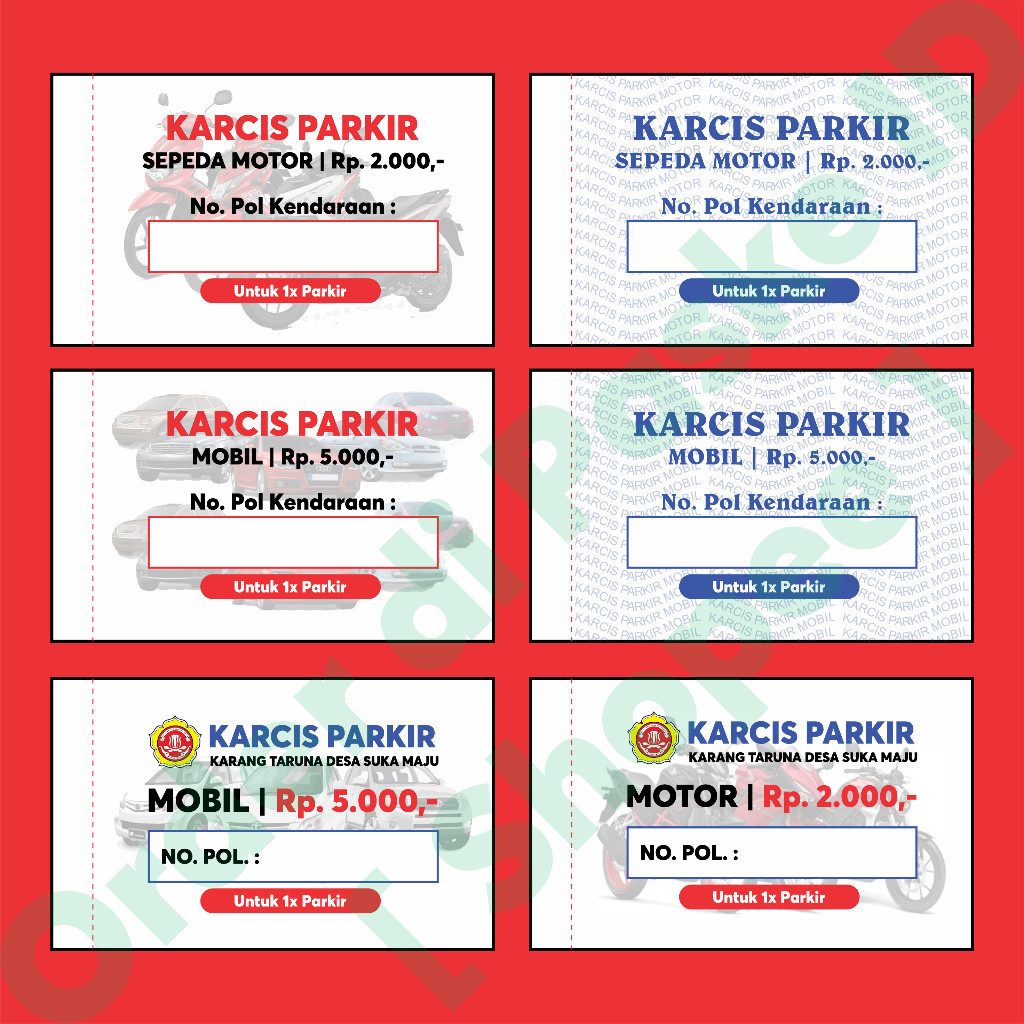 Jual Promo KARCIS PARKIR ISI 100 LEMBAR DAN 50 LEMBAR UKURAN -/+ 6X10 ...