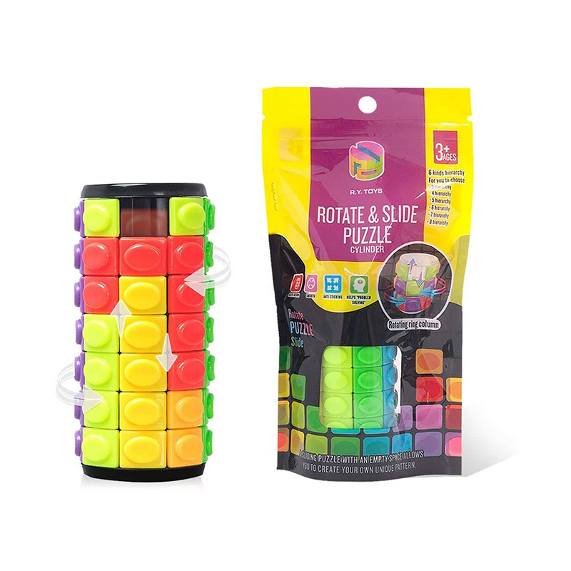Jual Rotate and Slide Puzzle Cube Tangram Cylinder 7 Layers Toy Smart ...