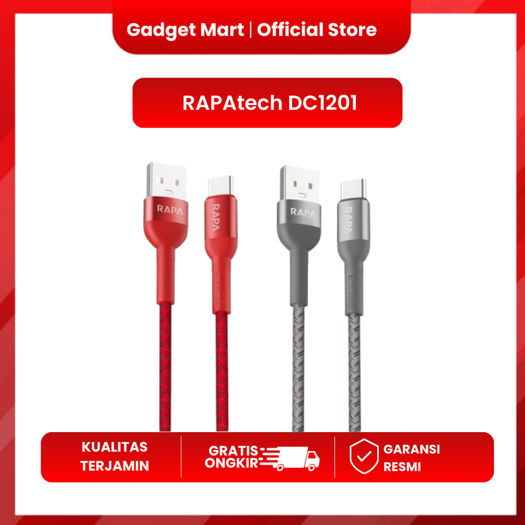 Jual RAPAtech ORIGINAL KABEL DATA TYPE C FAST CHARGING 3A 100cm CABLE ...
