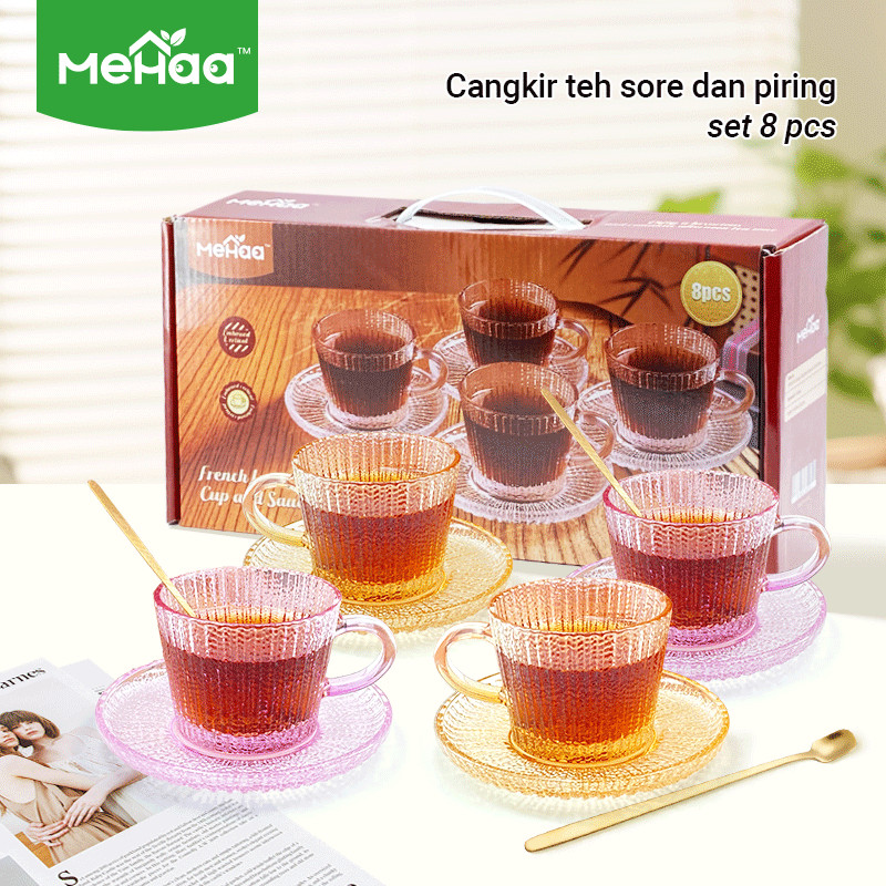 Jual Mehaa Set Cangkir dan Piring Saji Mewah Sore – 8 Pcs. | Shopee ...