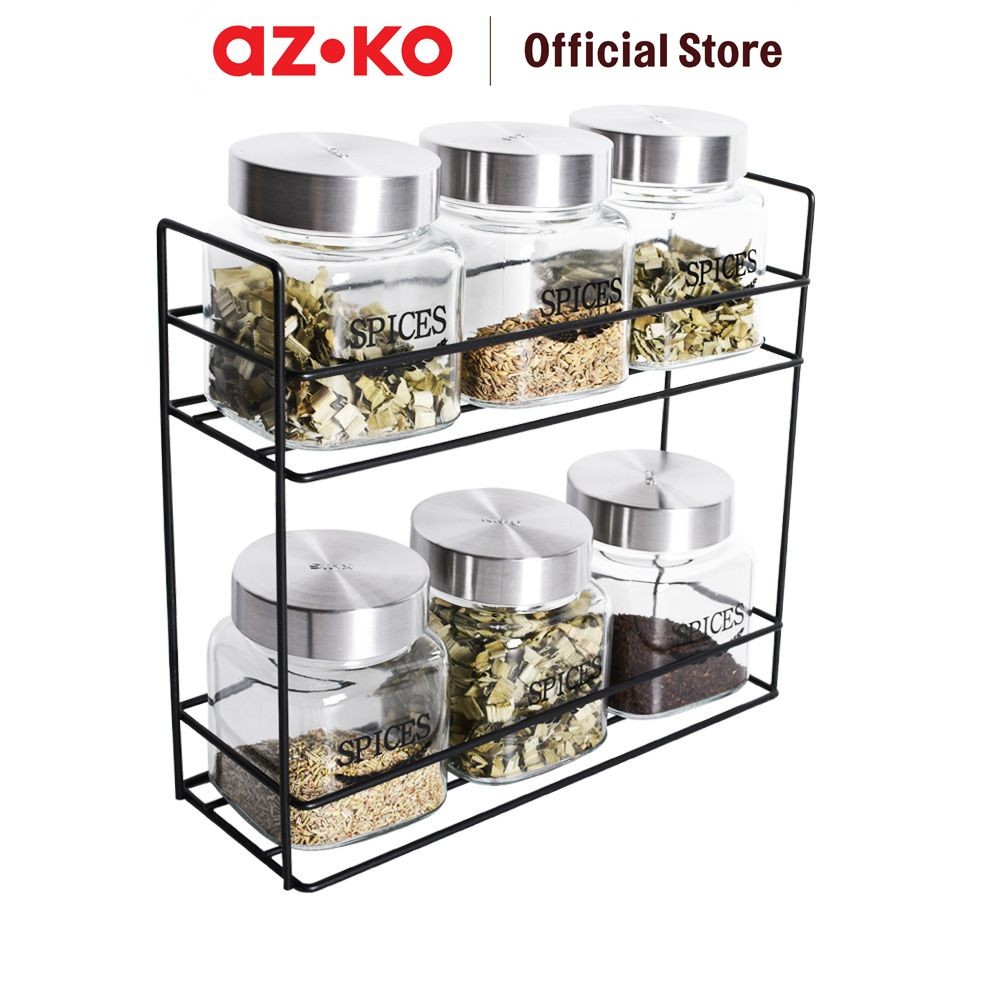 Jual AZKO Kris 240 ml Set 7 Pcs Stoples Bumbu Dengan Rak Jar Tempat ...
