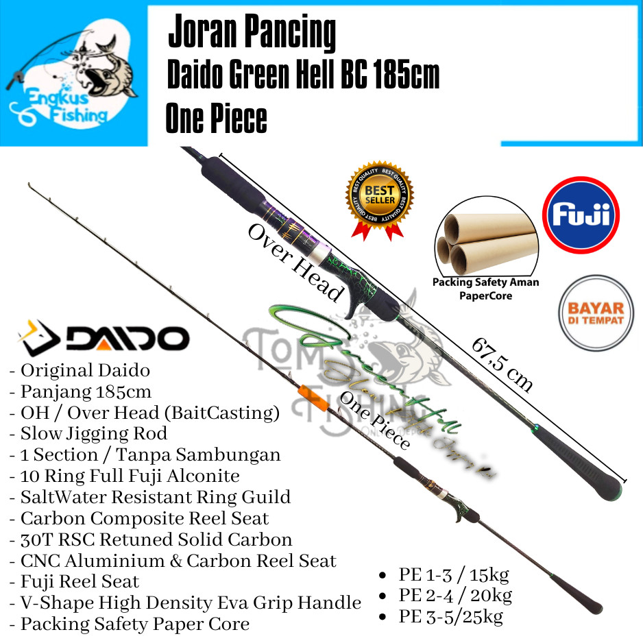Jual Joran Pancing DAIDO GREEN HELL One Piece BC 185cm Jigging (15kg ...