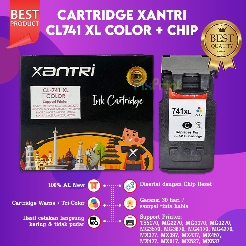Jual FixPrint Cartridge CL741 741 XL Color Chip Printer Can TS5170 ...