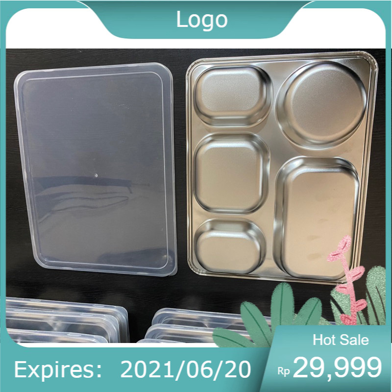 Jual BS-01 Food Tray Piring Stainless Lunch Box Set Tebal + Tutup ...