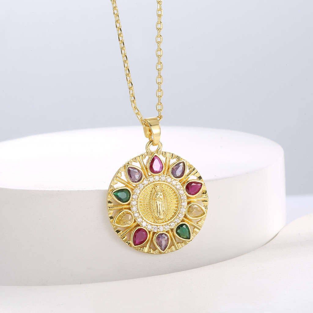 Kalung Medali Bunda Maria Tembaga - Perhiasan Wanita Eksklusif Gaya Eropa