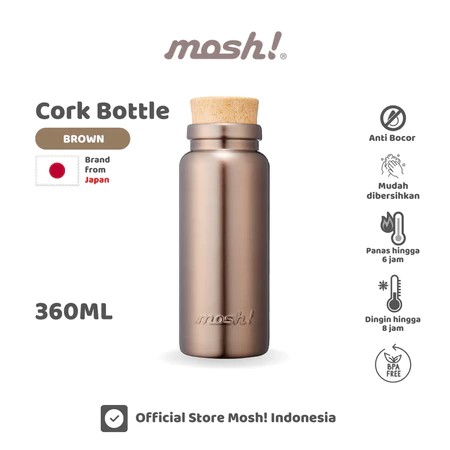 Mosh Cork Bottle Botol Minum Termos Stainless 360ml - Light Brown