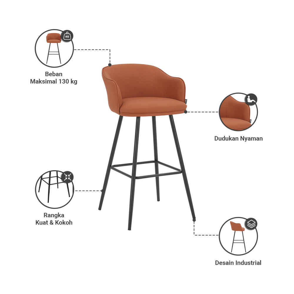 Jual Informa Yafford Kursi Bar Kulit - Cokelat Bar Stool Kursi Kafe ...