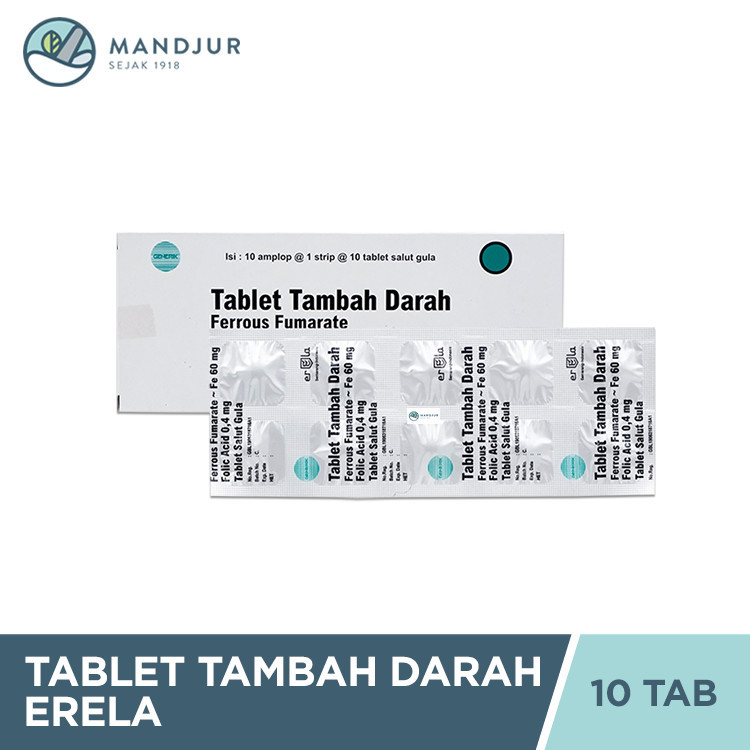 Tablet Tambah Darah Erela 10 Tablet - Suplemen Penambah Darah