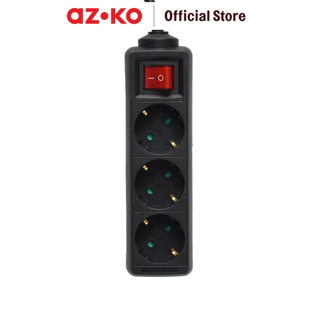 Jual AZKO Krisbow Stop Kontak 3 Socket Kf-B-03kp - Hitam Electric ...