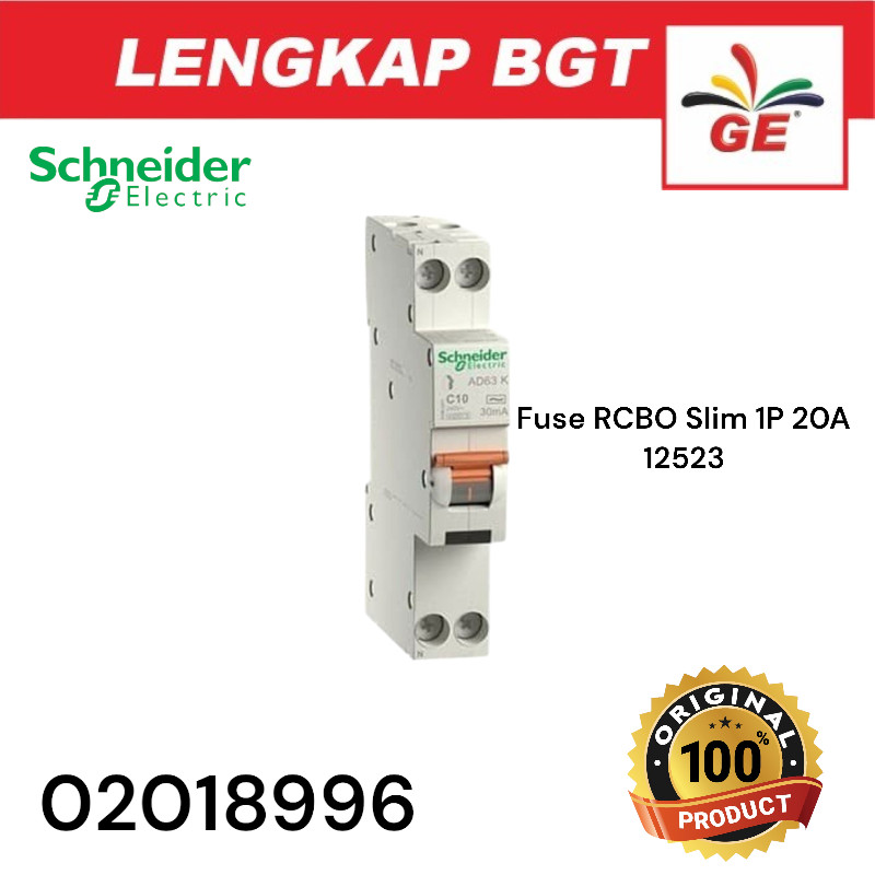 Jual Schneider RCBO Slim 1P+N 20A 30mA DOM12523 20 Ampere - 02018996 ...