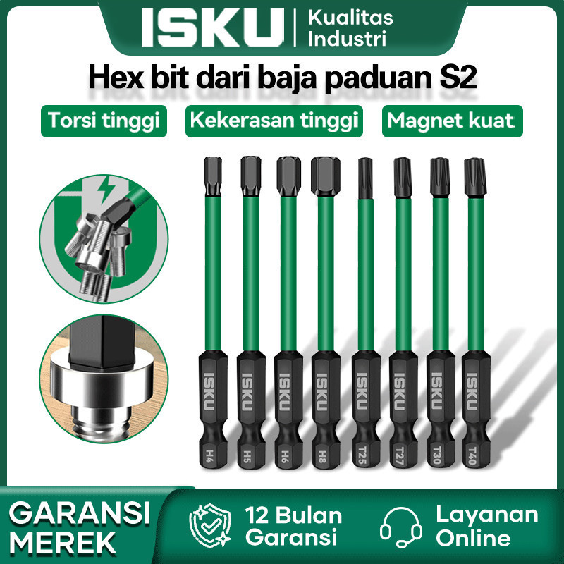 Jual ISKU 8pcs Kunci Mata Obeng HEX 1/4 Key Baja S2 Set 9pcs Mata Obeng ...