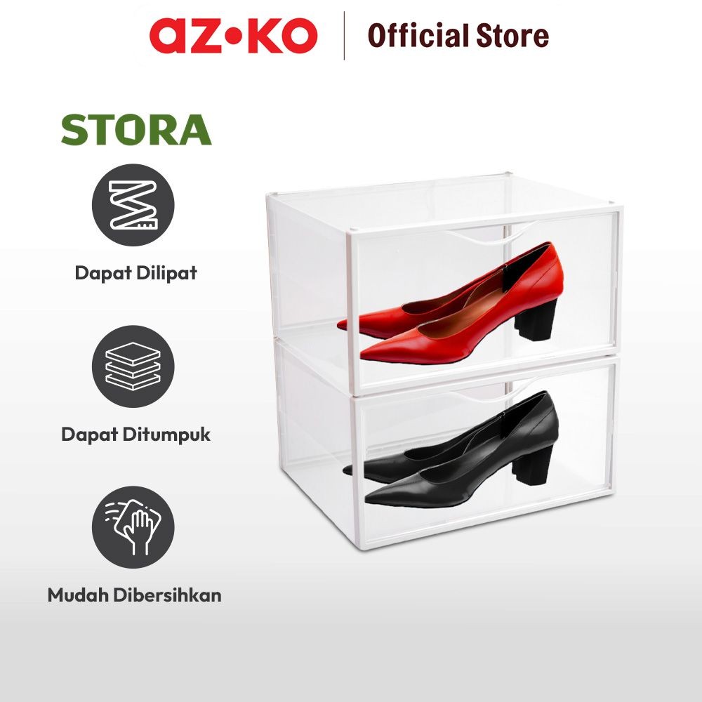 Jual AZKO Stora Set 2 Pcs Kotak Sepatu Side Open - Putih Shoe Box ...