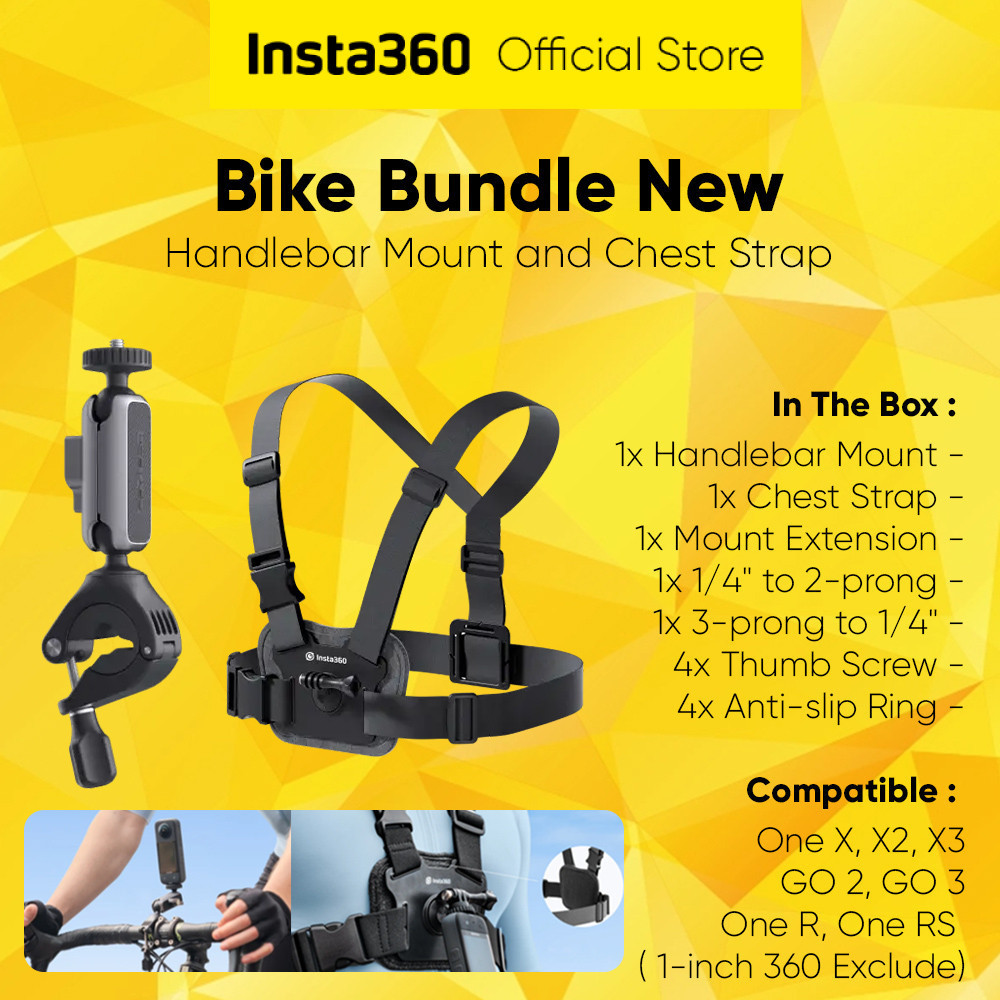 Insta360 Bike Bundle New Version Aksesoris Mounting Sepeda Clamp Chest  Strap