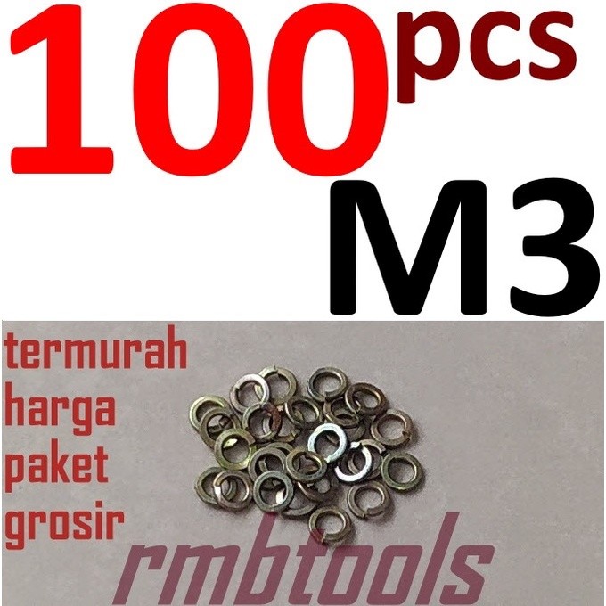 Jual (100PCS) RING PER M3 KUNING / SPRING WASHER M3 / RING VER M3 ...