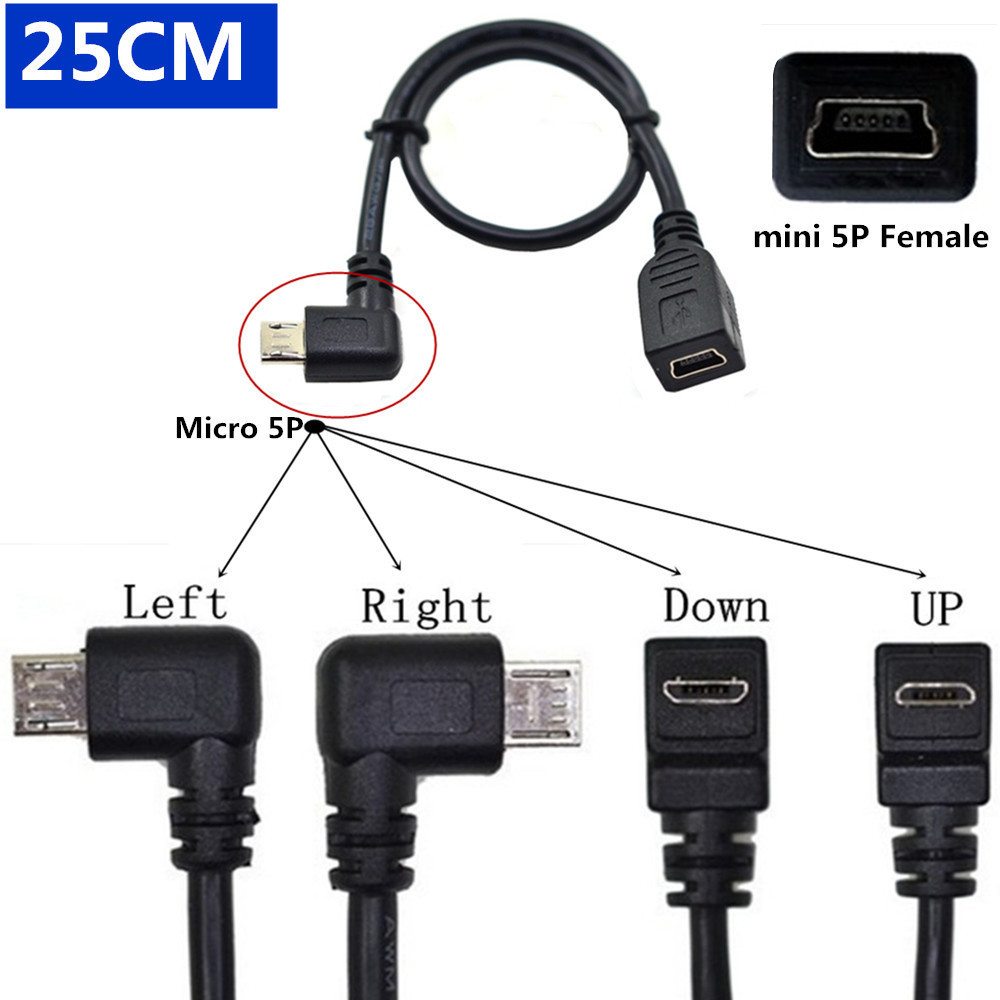 Jual 90 Degree Down&Up&Right & Left Angled Micro USB 2.0 5Pin Male to ...