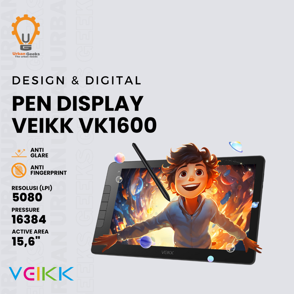 Jual Veikk VK1600 Studio 16 Pen Display 15,6 Inch with Stand and Two ...