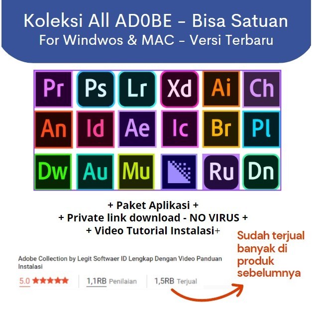 Jual ADOBE untuk Win & Mac | Paket Koleksi Versi Terbaru | Bisa satuan ...