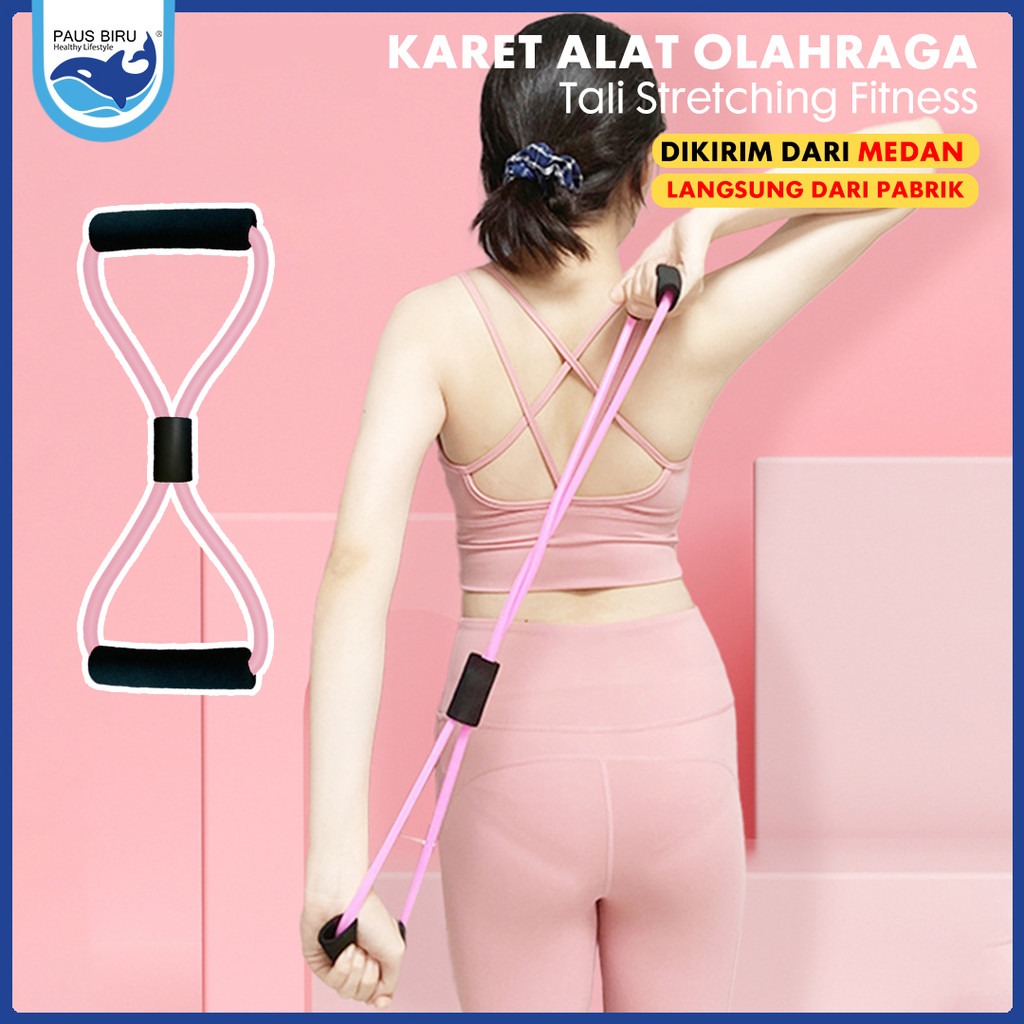 Paus Biru - Resistance Band Karet Alat Olahraga Tali Stretching Fitness Gym Yoga Stretch Rope