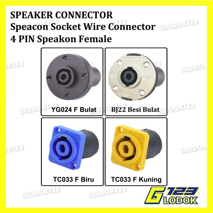 Jual Socket Soket Speakon Spikon Spicon Bulat Female Konektor Audio 4 ...