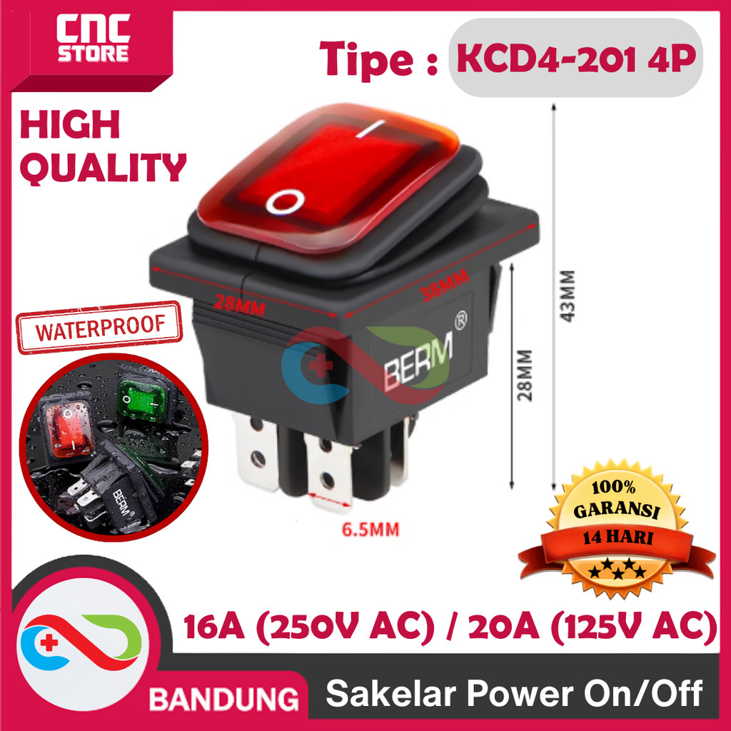 Jual SAKLAR POWER ON-OFF ANTI AIR TAHAN AIR - KCD4-201 4P Saklar Power ...