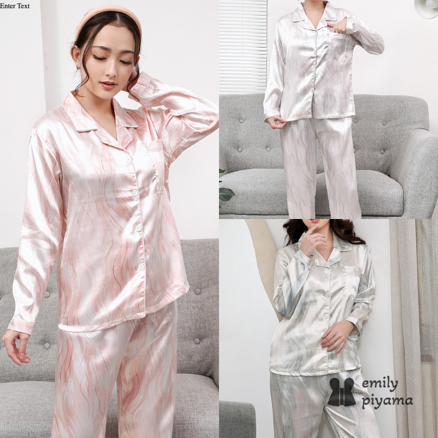Jual EMILY PIYAMA Baju Tidur Piyama Satin Wanita Dewasa Model Marble ...