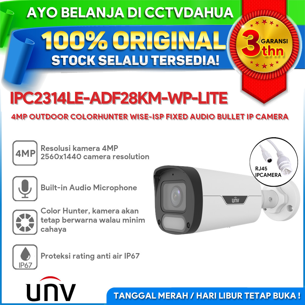 Jual UNV IPC2314LE-ADF28KM-WP-LITE 4MP OUTDOOR COLORHUNTER WISE-ISP ...