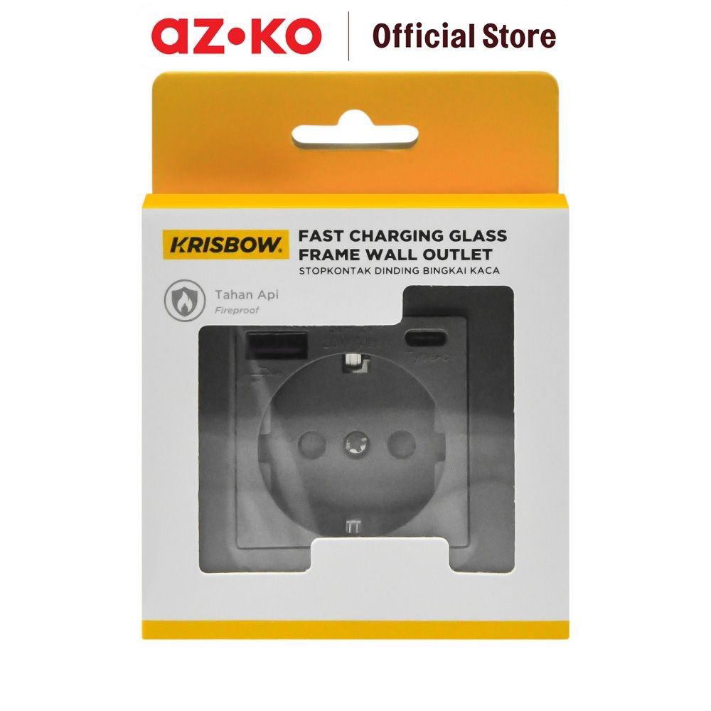 Jual AZKO Krisbow Stop Kontak Dinding Glass Frame Wall Socket Electric ...