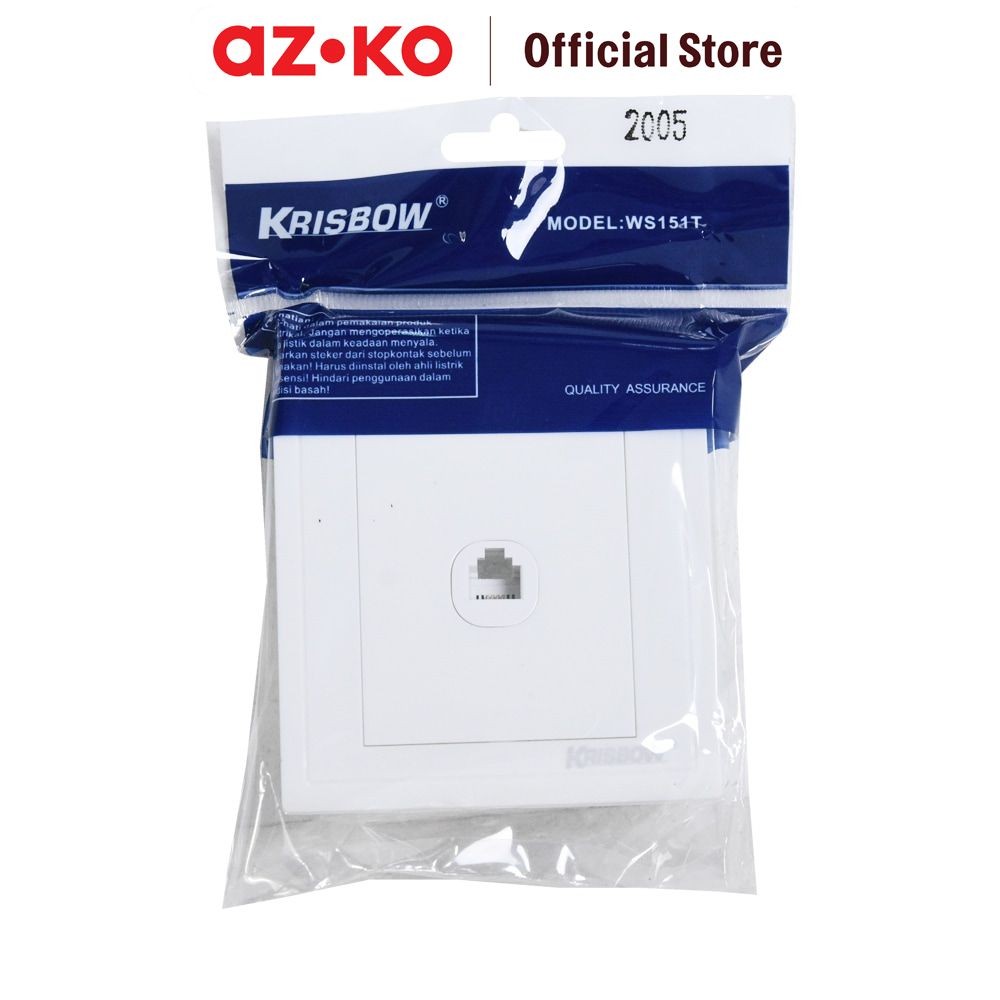 Jual AZKO Krisbow Outlet Stop Kontak Telepon Single - Putih Electric ...