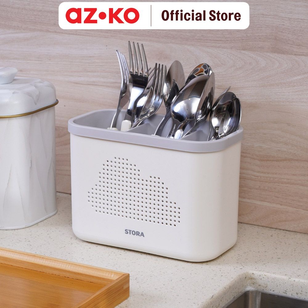 Jual AZKO Stora Tempat Alat Makan 3 Sekat Rectangular Kitchen Organizer ...