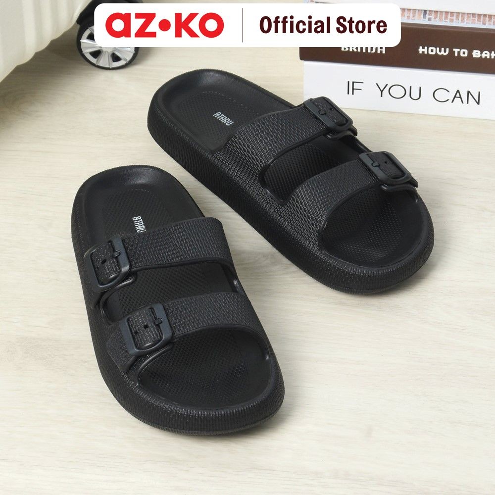 Jual AZKO Ataru Ukuran 44/45 Sandal Double Strap Thick Slides - Hitam ...
