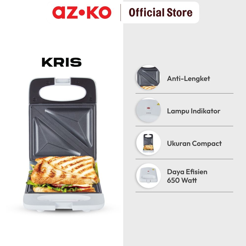Jual AZKO Kris Sandwich Maker 1 Slice - Putih Matte Pembuat Roti Lapis ...