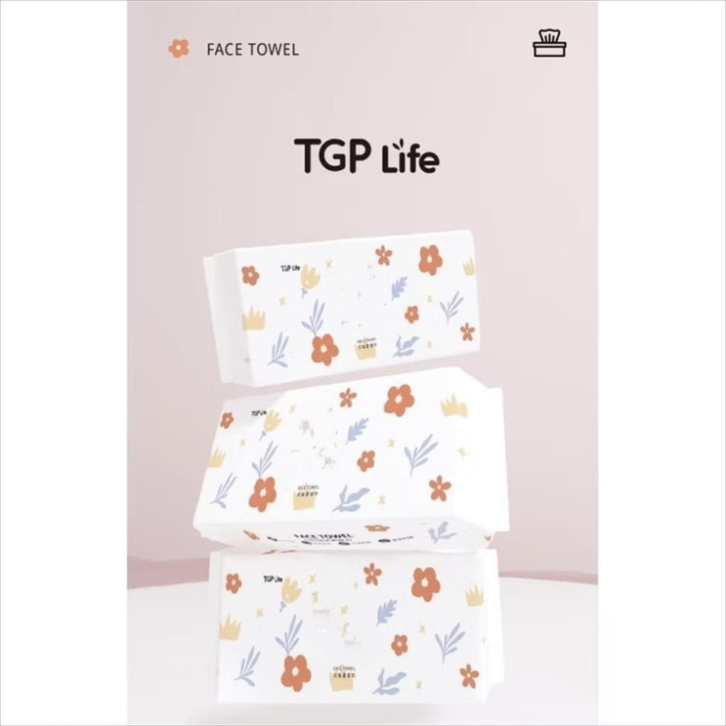 (TGP Flower) Cotton Tissue Kain Pembersih Wajah Tissue Kapas Travel Facial Wipes Remover Serbaguna/ Cotton Facial Tissue Handuk muka sekali pakai Disposable Face Towel Handuk wajah
