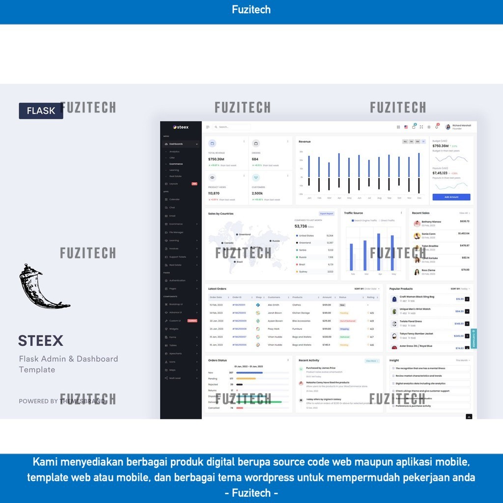 Jual WEB TEMPLATE STEEX - FLASK ADMIN & DASHBOARD TEMPLATE D2325 ...