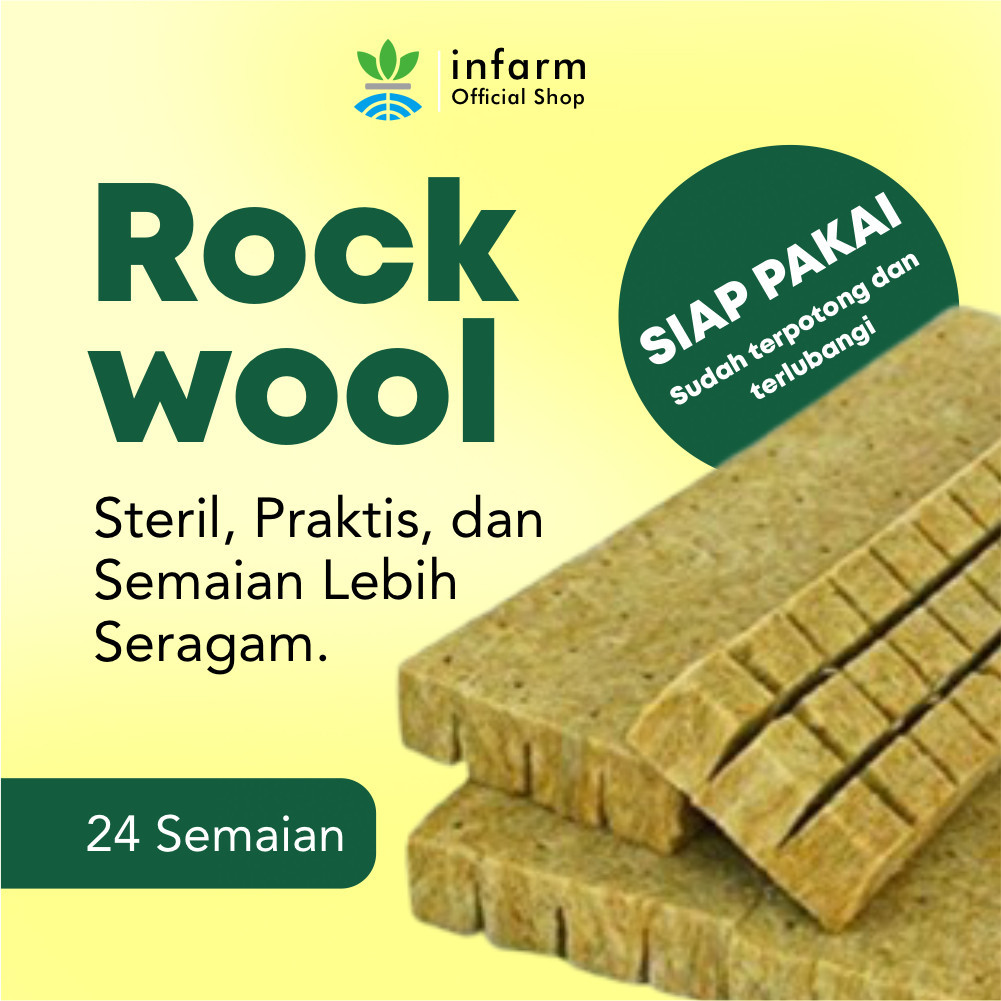 INFARM -  Rockwool Media Tanam Premium untuk Semai Benih 24 Semai, Media Tanam Semai Benih Buah dan Sayur Premium Rockwool 24 Kotak Siap Pakai Praktis dan Steril Cocok untuk Hidroponik Pemula Anti Jamur Tahan Bakteri Media Tanam Hidroponik Berkualitas
